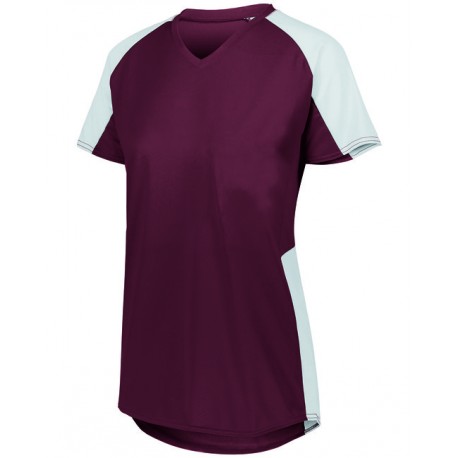 1522 Augusta Sportswear 1522 Ladies' Cutter Jersey T-Shirt MAROON/ WHITE