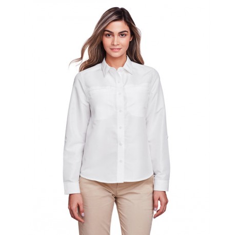 M580LW Harriton M580LW Ladies' Key West Long-Sleeve Performance Staff Shirt WHITE
