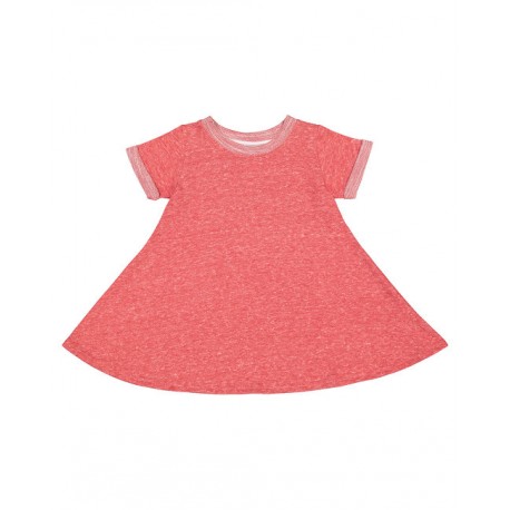 5379 Rabbit Skins 5379 Toddler Girls Harborside Melange French Terry Twirl Dress RED MELANGE