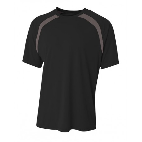 NB3001 A4 NB3001 Boys Spartan Short Sleeve Color Block Crew Neck T-Shirt BLACK/ GRAPHITE