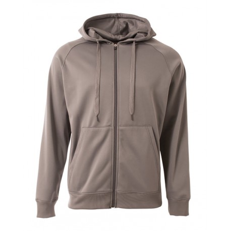 N4001 A4 N4001 Men's Agility Full-Zip Tech Fleece Hooded Sweatshirt GRAPHITE
