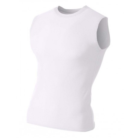 NB2306 A4 NB2306 Youth Sleeveless Compression Muscle T-Shirt WHITE