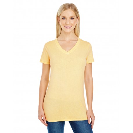 230B Threadfast Apparel 230B Ladies' Pigment-Dye Short-Sleeve V-Neck T-Shirt BUTTER