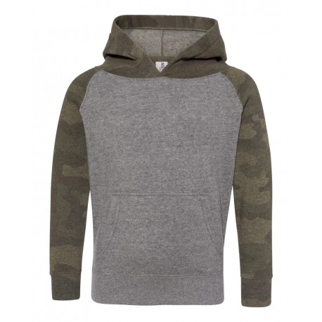 PRM10TSB Independent Trading Co. PRM10TSB Toddler Special Blend Raglan Hooded Sweatshirt Nickel Heather/ Forest Camo