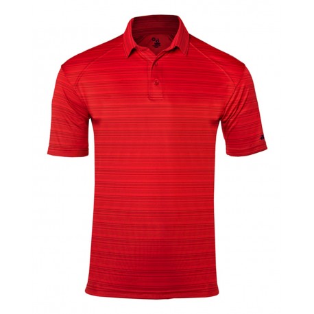 3325 Badger 3325 Striped Polo RED