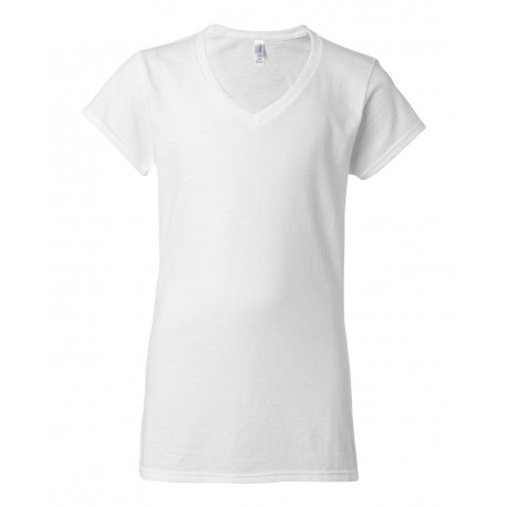 64V00L Gildan 64V00L Softstyle Women's V-Neck T-Shirt WHITE