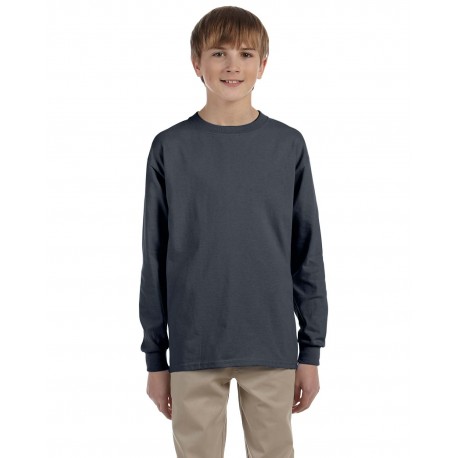 G240B Gildan G240B Youth Ultra Cotton Long-Sleeve T-Shirt CHARCOAL