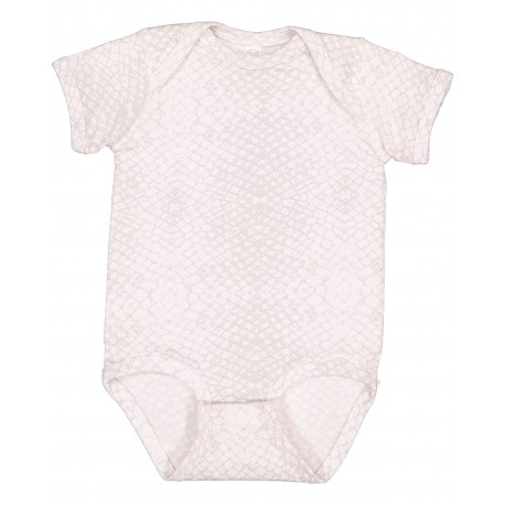 4424 Rabbit Skins 4424 Infant Fine Jersey Bodysuit WHITE REPTILE