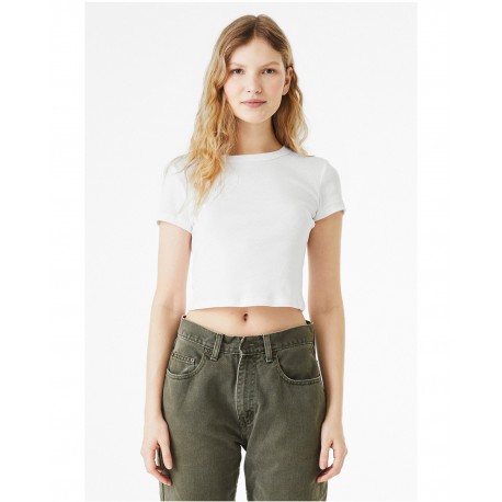1010BE Bella + Canvas 1010BE Ladies' Micro Ribbed Baby Tee SOLID WHT BLEND