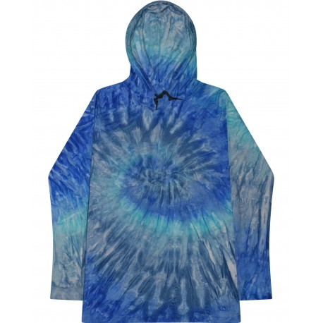 2777 Tie-Dye 2777 Unisex Long Sleeve Hooded T-Shirt BLUE JERRY