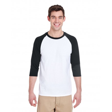 G570 Gildan G570 Adult Heavy Cotton 3/4-Raglan Sleeve T-Shirt WHITE/ BLACK