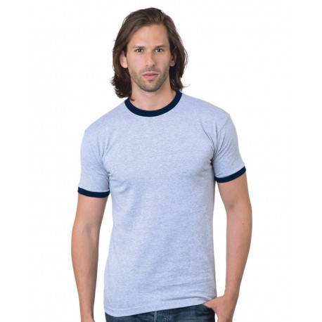 1800 Bayside 1800 USA-Made Ringer T-Shirt CHARCOAL/ BLACK