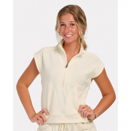 BW2407 Boxercraft BW2407 Women's French Terry Half Zip Oxford Heather