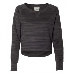 J. America 8663 Women's Odyssey Striped Performance Fleece Hi-Low Crewneck Sweatshirt