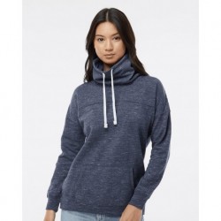 J. America 8673 Women's Melange Fleece Cowl Neck Sweatshirt