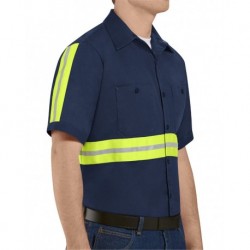 Red Kap SC40ET Enhanced Visibility Short Sleeve Cotton Work Shirt - Tall Sizes