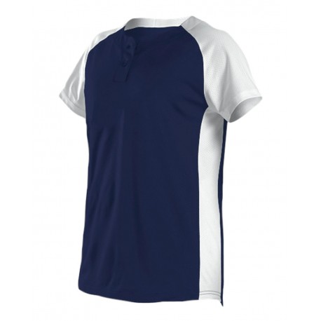 522PDW Alleson Athletic 522PDW Women's Two Button Fastpitch Jersey NAVY/ WHITE