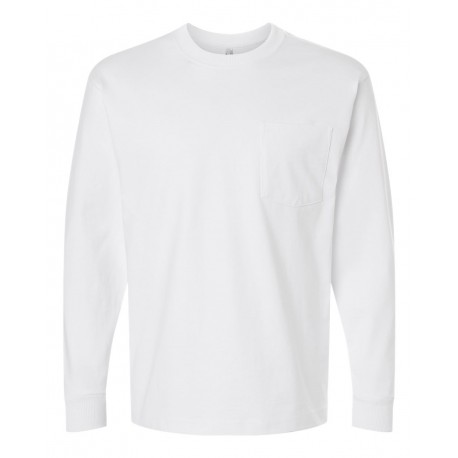 9410 American Apparel 9410 Super Heavyweight Long Sleeve Pocket Tee WHITE