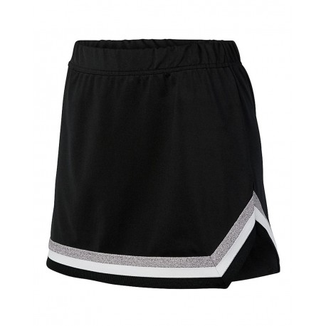 9146 Augusta Sportswear 9146 Girls' Pike Skirt Black/ White/ Metallic Silver
