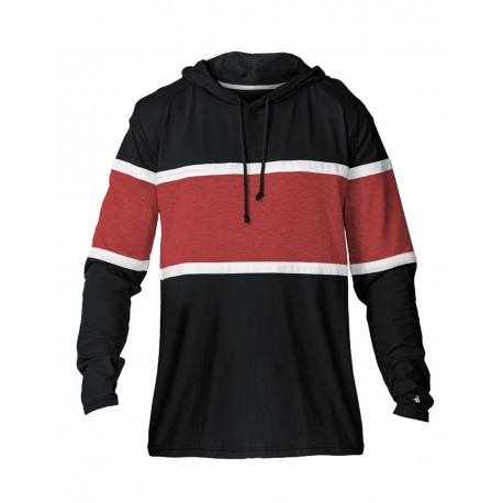 4981 Badger 4981 United Hooded T-Shirt Black/ Red/ White