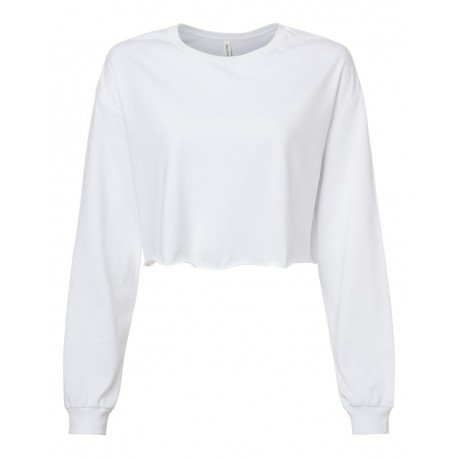 6501 BELLA + CANVAS 6501 FWD Fashion Women's Crop Long Sleeve Tee WHITE