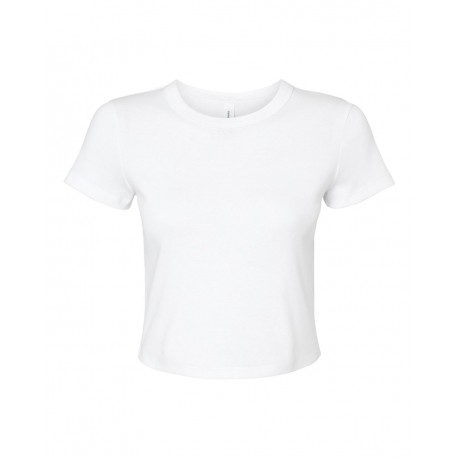 1010 BELLA + CANVAS 1010 Women's Micro Rib Baby Tee Solid White Blend