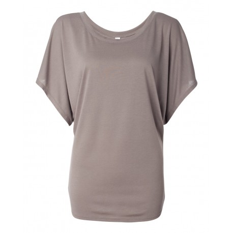 8821 BELLA + CANVAS 8821 Women's Flowy Draped Dolman Tee PEBBLE BROWN