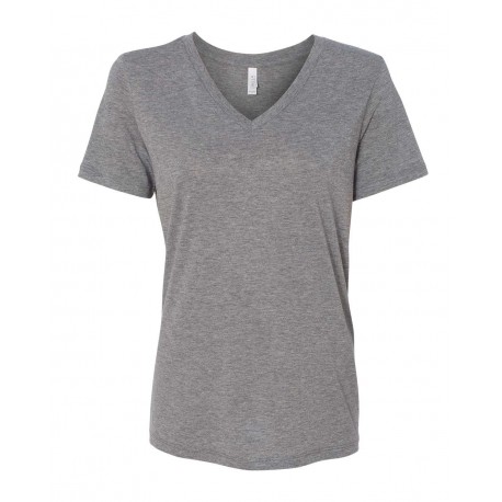 6415 BELLA + CANVAS 6415 Women's Relaxed Triblend Short Sleeve V-Neck Tee GREY TRIBLEND