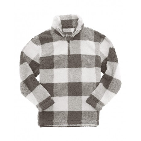 Q10 Boxercraft Q10 Sherpa Fleece Quarter-Zip Pullover Granite/ Natural Buffalo Plaid