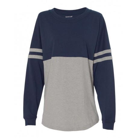 T14 Boxercraft T14 Women's Jersey Pom Pom Long Sleeve T-Shirt Navy/ Oxford