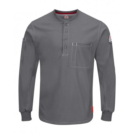 QT40 Bulwark QT40 iQ Series Plus Long Sleeve Henley CHARCOAL