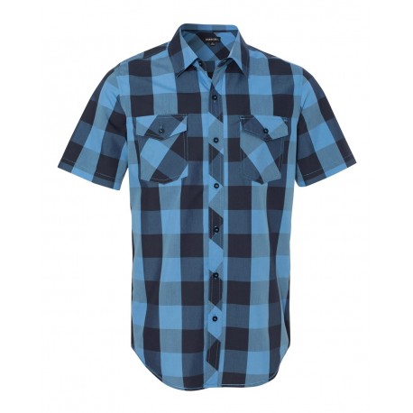 9203 Burnside 9203 Buffalo Plaid Short Sleeve Shirt BLACK/ BLUE