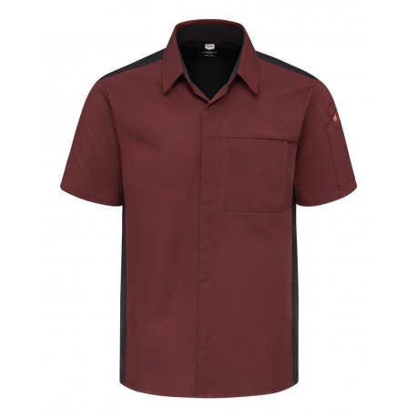 502M Chef Designs 502M Poplin Airflow Cook Shirt with OilBlok Merlot Heather/ Black