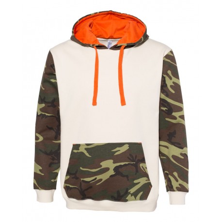 3967 Code Five 3967 Fashion Camo Hooded Sweatshirt Natural/ Green Woodland/ Orange