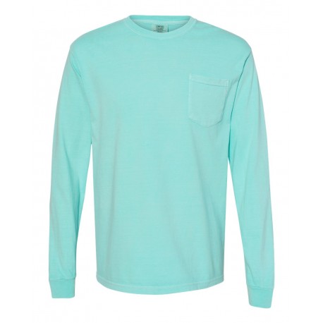 4410 Comfort Colors 4410 Garment-Dyed Heavyweight Long Sleeve Pocket T-Shirt CHALKY MINT