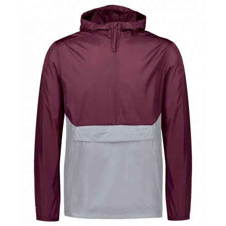 229534 Holloway 229534 Packable Quarter-Zip Jacket Maroon/ Athletic Grey