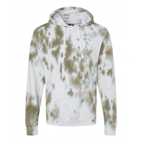 8861 J. America 8861 Tie-Dyed Fleece Hooded Sweatshirt OLIVE TIE DYE