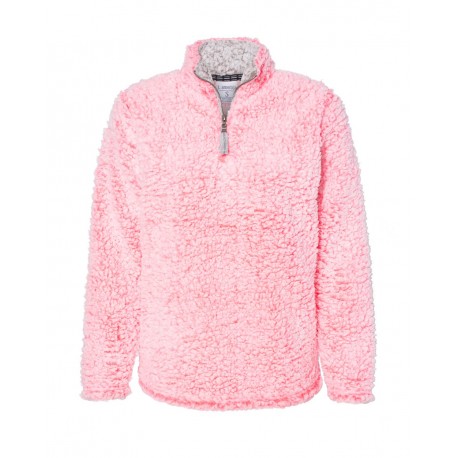 8451 J. America 8451 Women's Epic Sherpa Quarter-Zip Pullover Fire Coral Heather