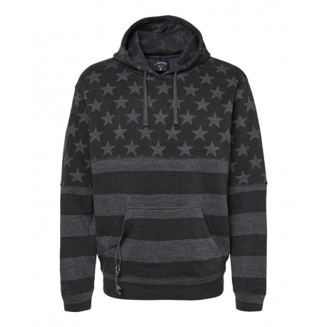8815 J. America 8815 Tailgate Hooded Sweatshirt Black Stars & Stripes