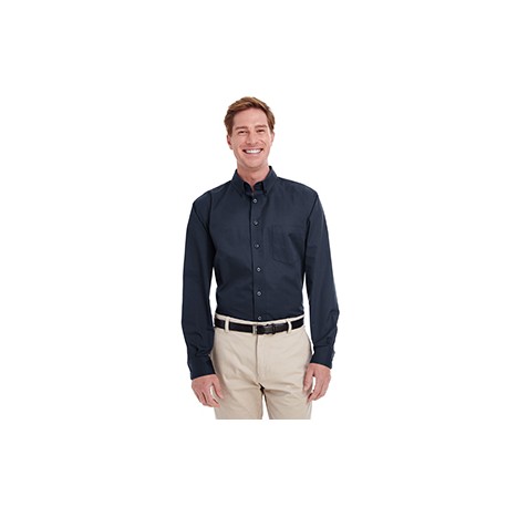 M581T Harriton M581T Men's Tall Foundation 100% Cotton Long-Sleeve Twill Shirt With Teflon DARK NAVY