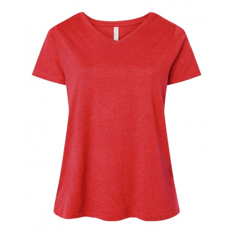 3817 LAT 3817 Curvy Collection Women's Fine Jersey V-Neck Tee VINTAGE RED