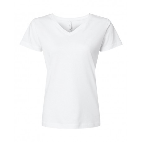 3507 LAT 3507 Women's Fine Jersey V-Neck Tee WHITE
