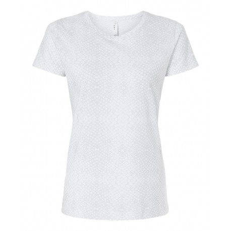 3516 LAT 3516 Women's Fine Jersey Tee WHITE REPTILE