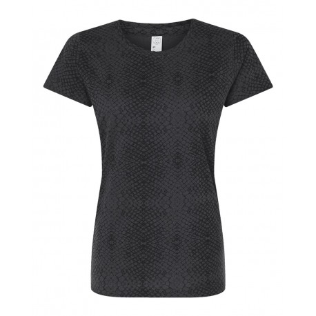 3516 LAT 3516 Women's Fine Jersey Tee BLACK REPTILE