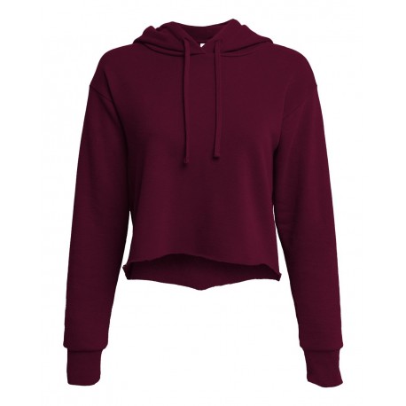9384 Next Level 9384 Women's Laguna Sueded Raw Edge Crop Hoodie MAROON