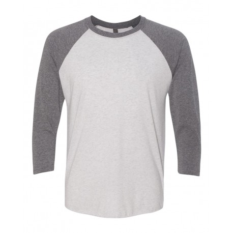 6051 Next Level 6051 Triblend Three-Quarter Raglan T-Shirt Premium Heather Sleeves/ Heather White Body