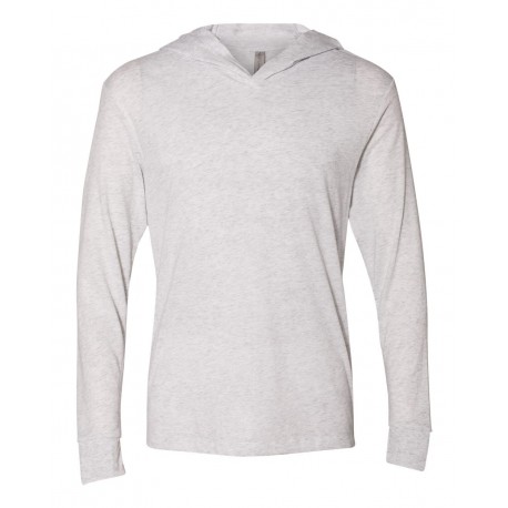 6021 Next Level 6021 Triblend Hooded Long Sleeve Pullover HEATHER WHITE