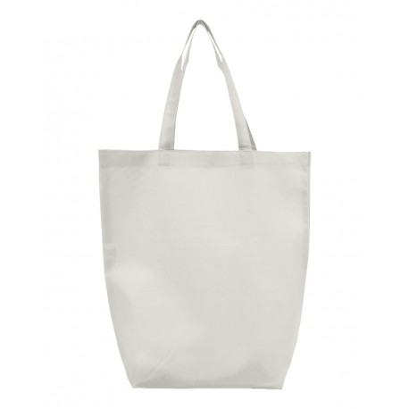 Q1251 Q-Tees Q1251 Non-Woven Gusset Bottom Tote WHITE
