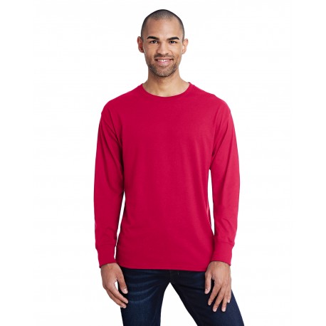 42L0 Hanes 42L0 Men's 4.5 Oz., 60/40 Ringspun Cotton/Polyester X-Temp Long-Sleeve T-Shirt DEEP RED