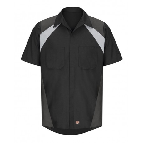 SY28 Red Kap SY28 Tri-Color Short Sleeve Shop Shirt Black/ Light Grey/ Charcoal